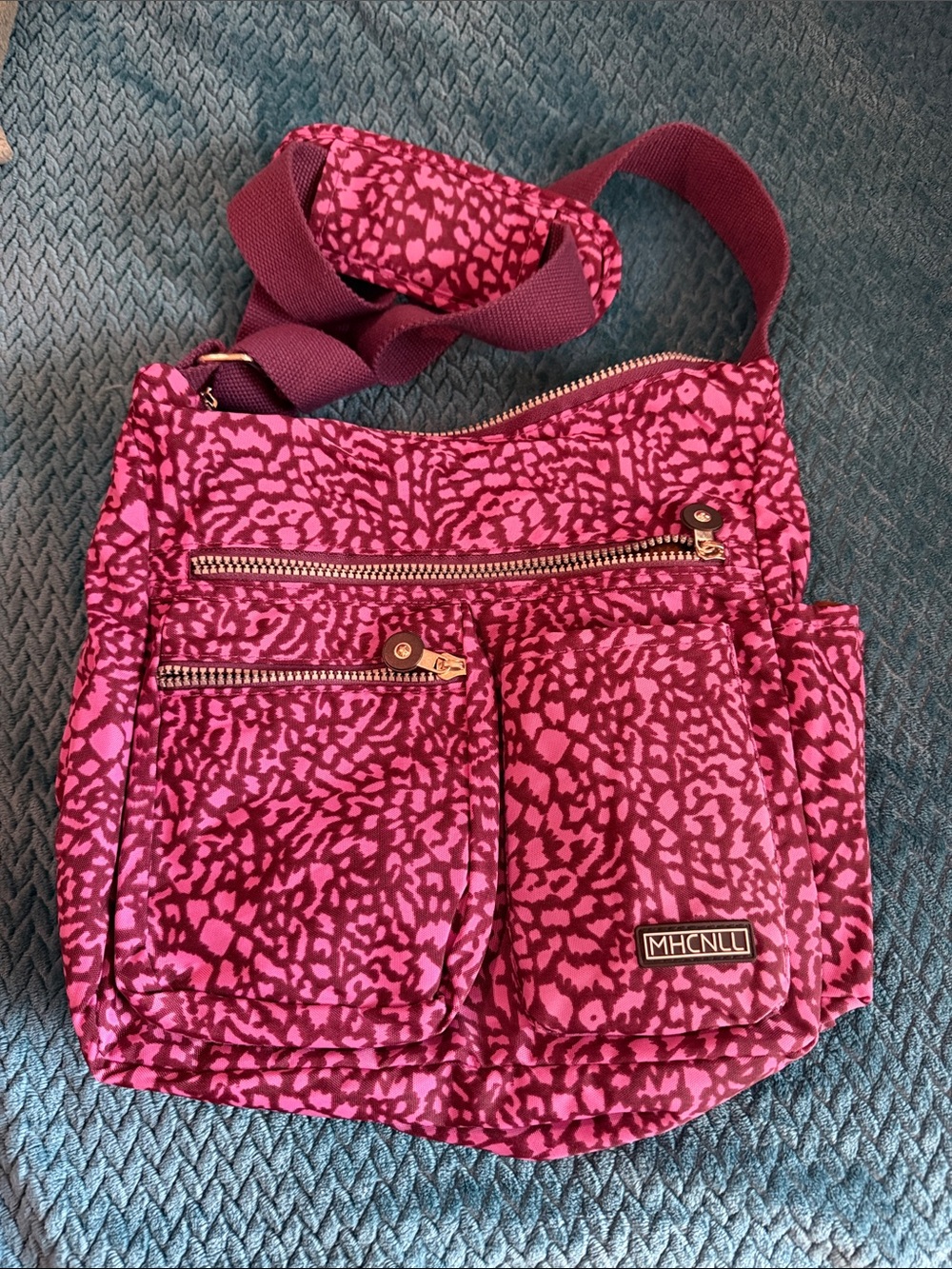 Pink & Purple Patterned Adjustable Crossbody Bag